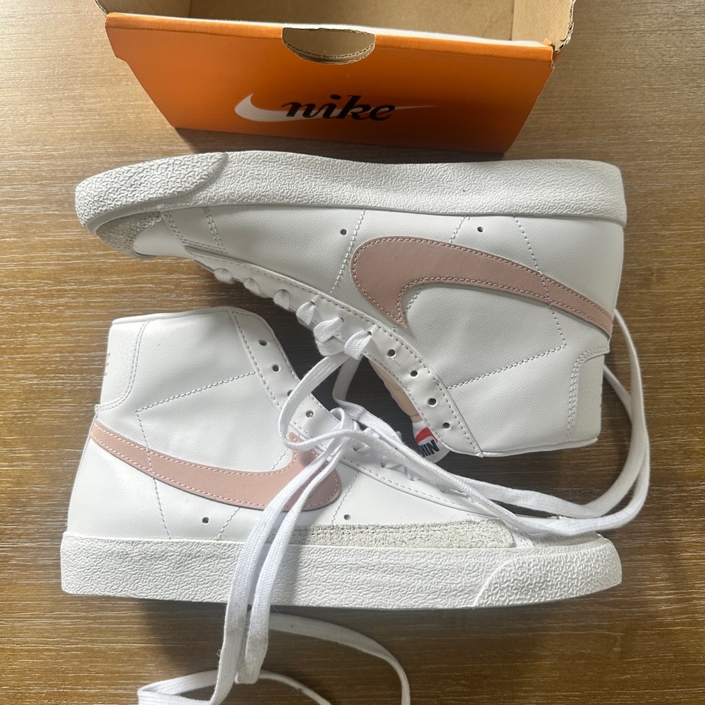 Nike Blazer Mid 77 White and Pink High-Top Sneakers